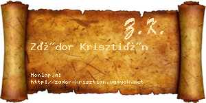 Zádor Krisztián névjegykártya