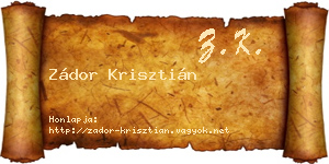 Zádor Krisztián névjegykártya